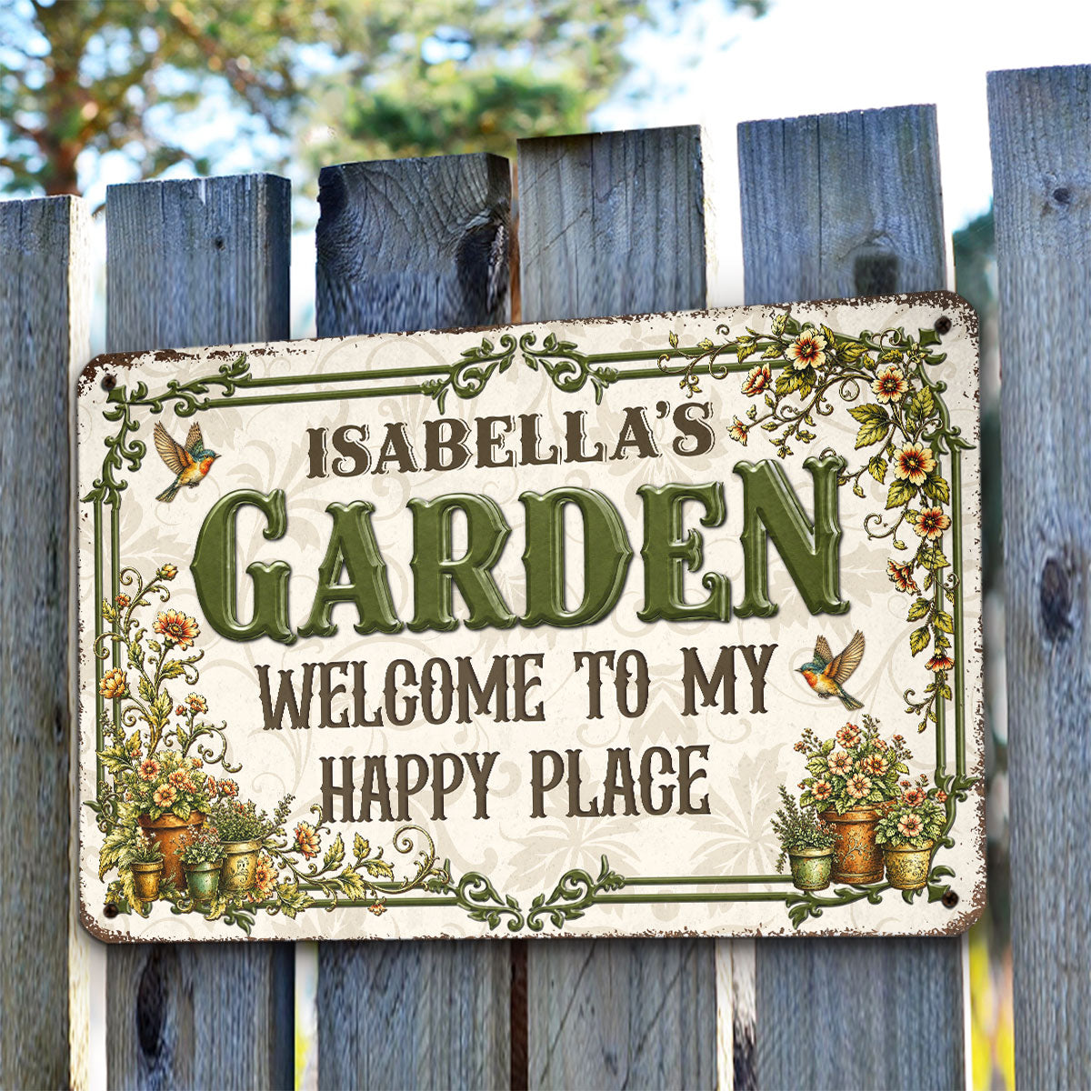 Custom Self-Care Garden Sign, Outdoor Lawn & Plant Decor • Garden House - Personalized Metal Sign