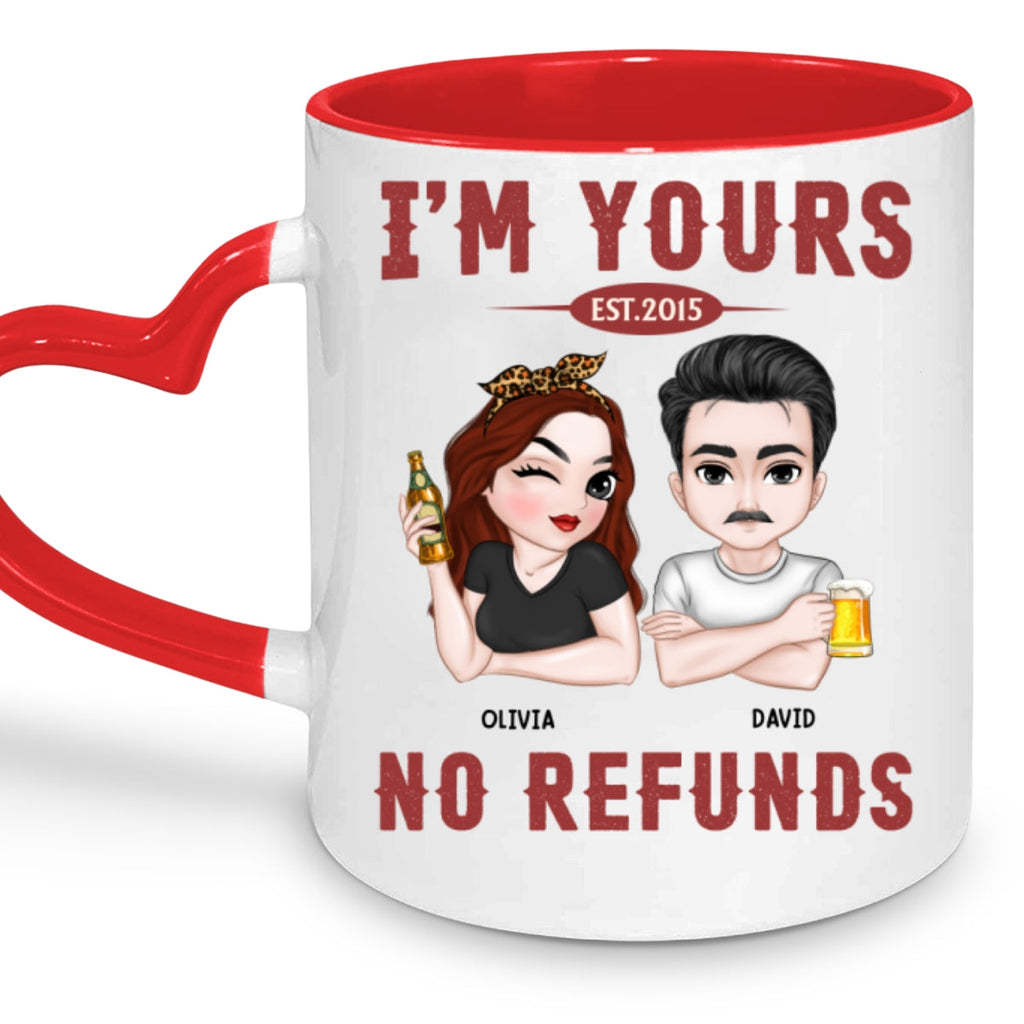Custom Anniversary Keepsake Gifts For Couple • No Refund - Personalized Heart Handle Mug