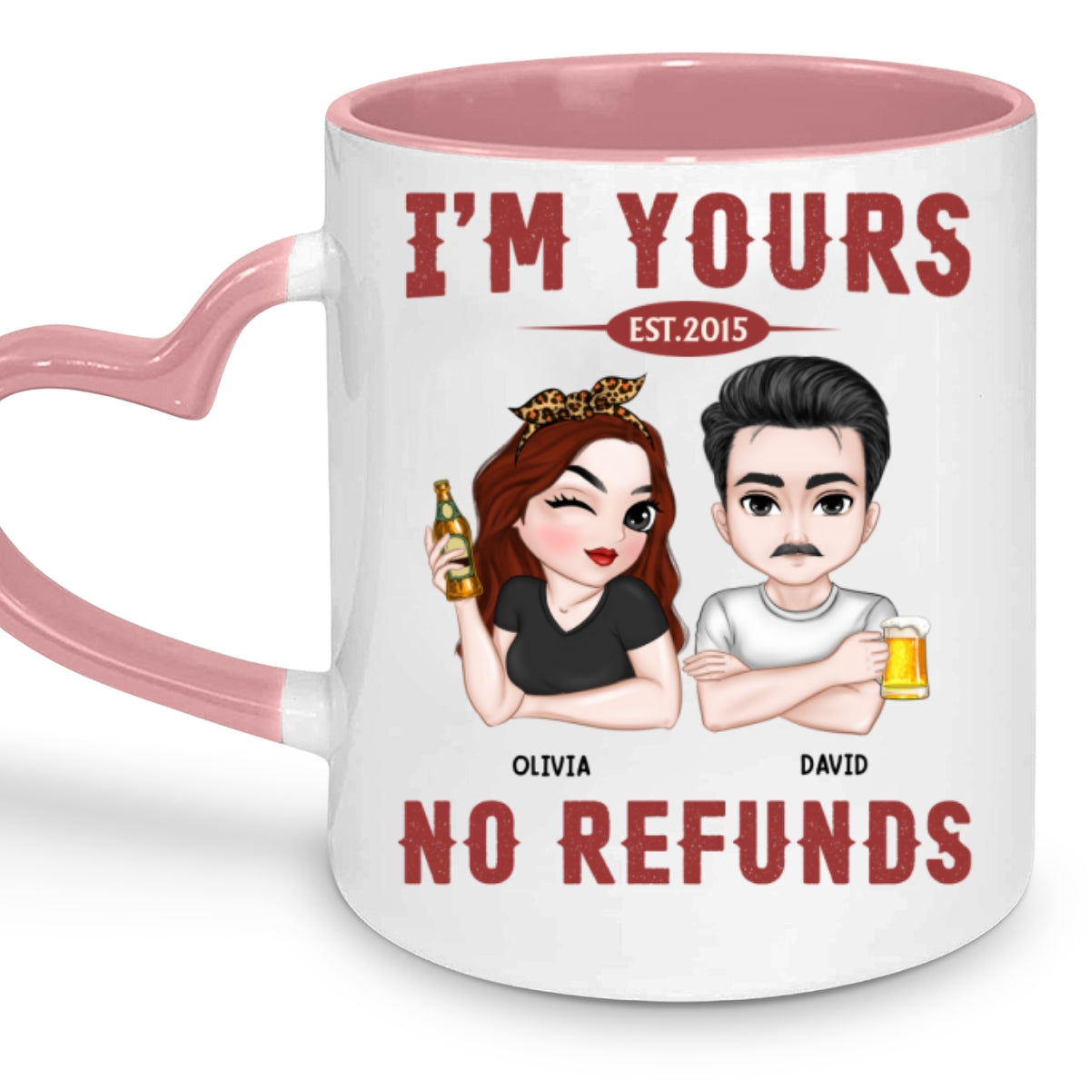 Custom Anniversary Keepsake Gifts For Couple • No Refund - Personalized Heart Handle Mug