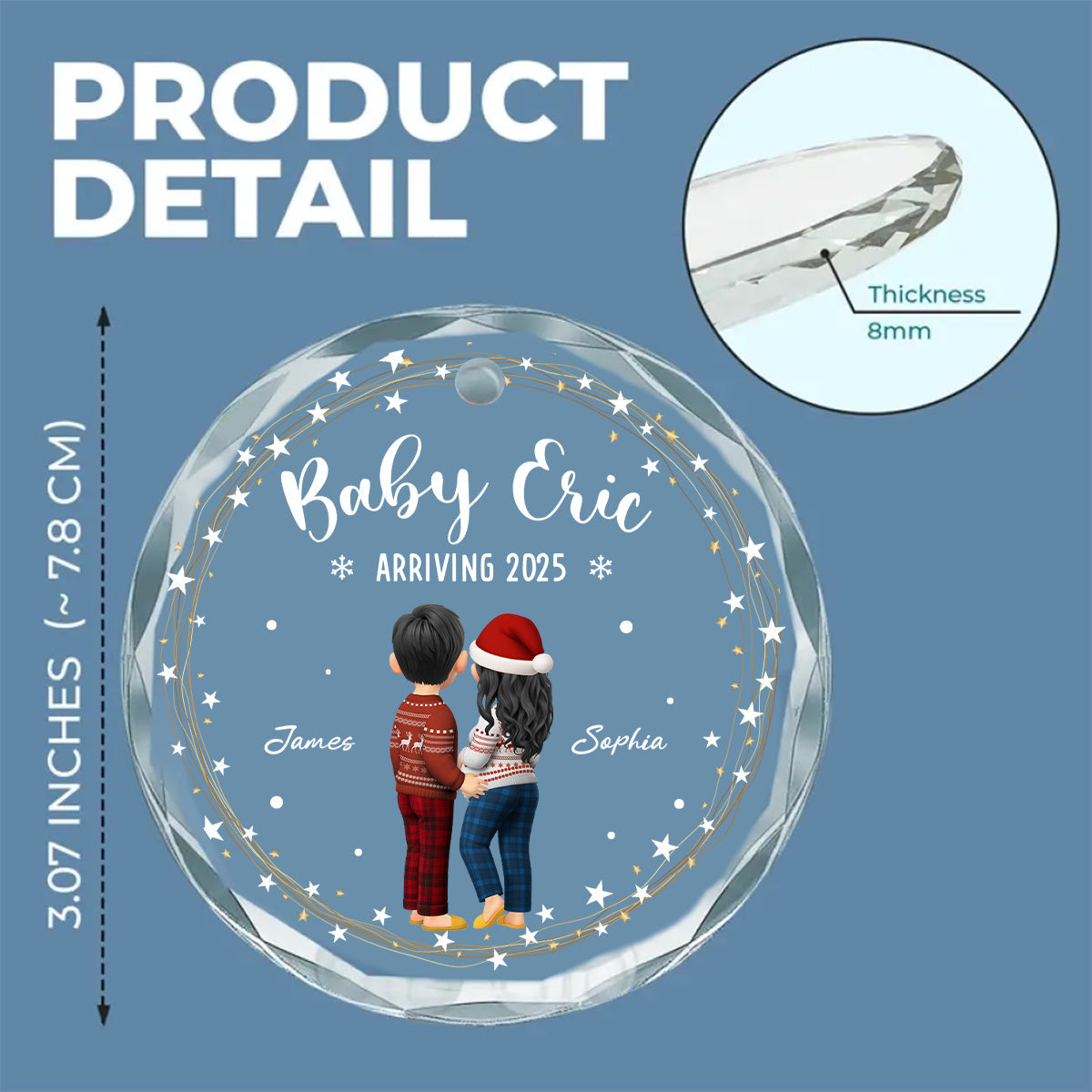 Custom Family Ornament, Christmas Gift for Family Members •  Arrive To The World - Personalized Glass Ornament