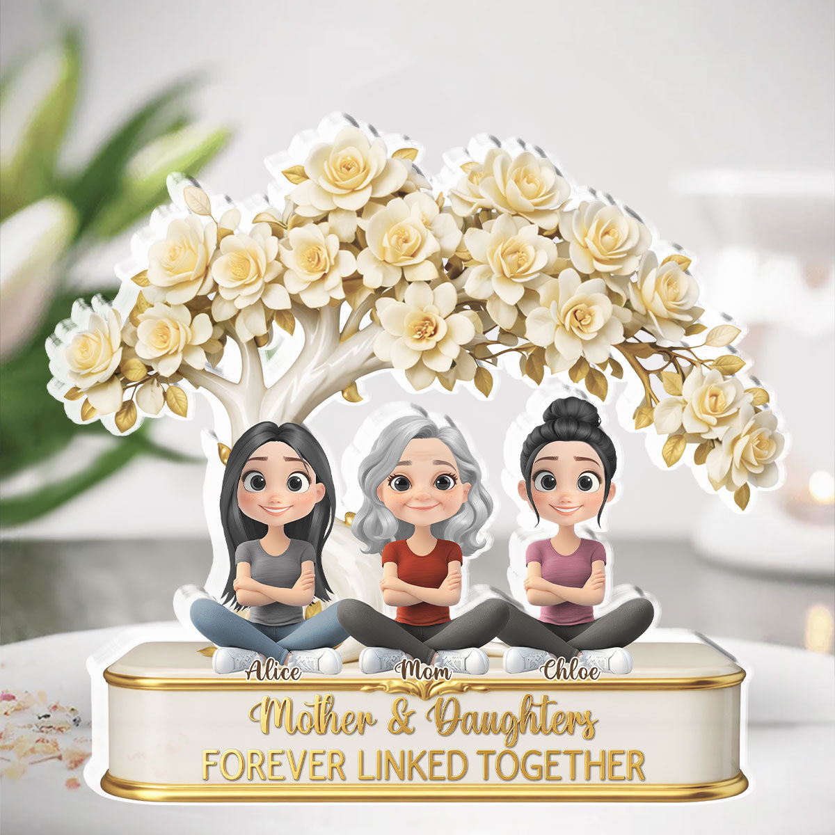 Custom Mother's Day Decor, Gift for Mom & Grandma • Mom And Daughters - Personalized Acrylic Plaque