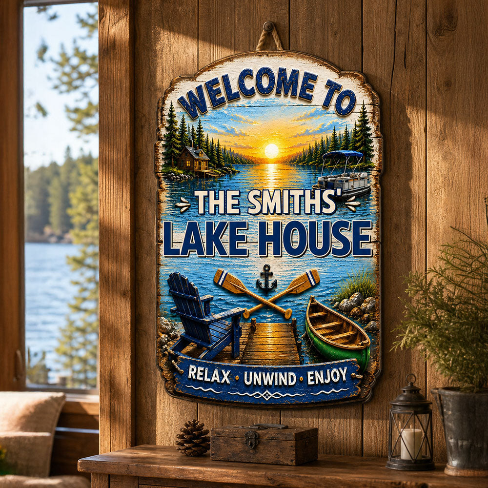 Custom Family Summer Backyard, Patio & Porch Decor • Relax And Unwind - Personalized Wood Sign