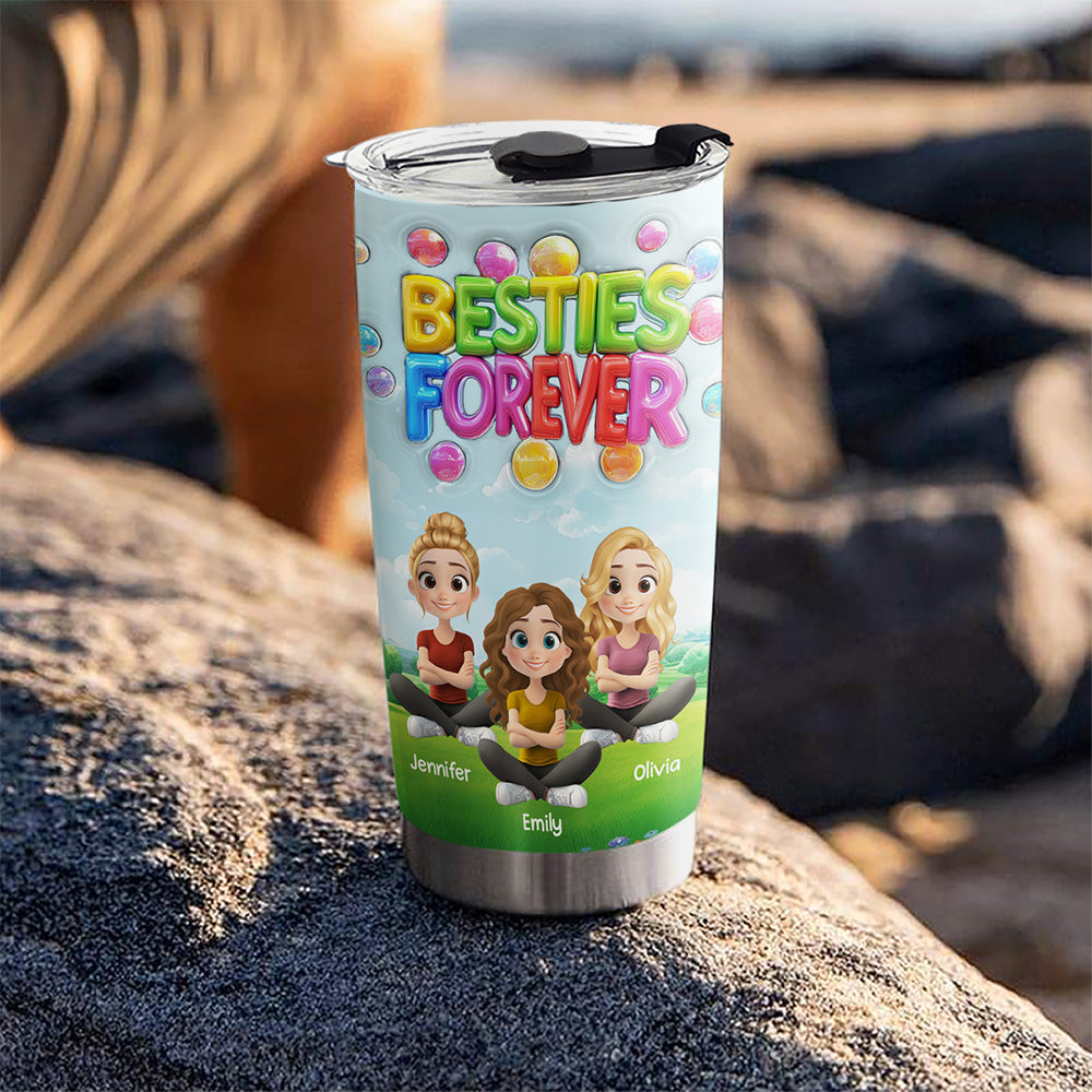 Custom Christmas Birthday Gifts For Best Friend • Besties Love Moments - Personalized 3D Inflated Effect Tumbler