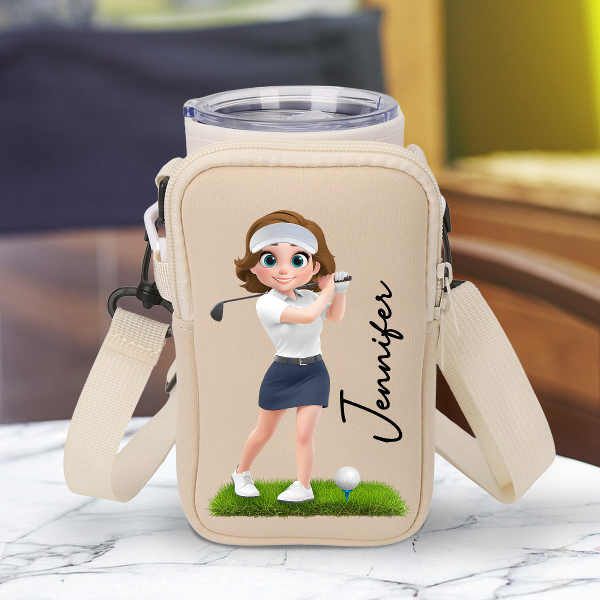 Golf Lover - Personalized Water Bottle Carrier Bag