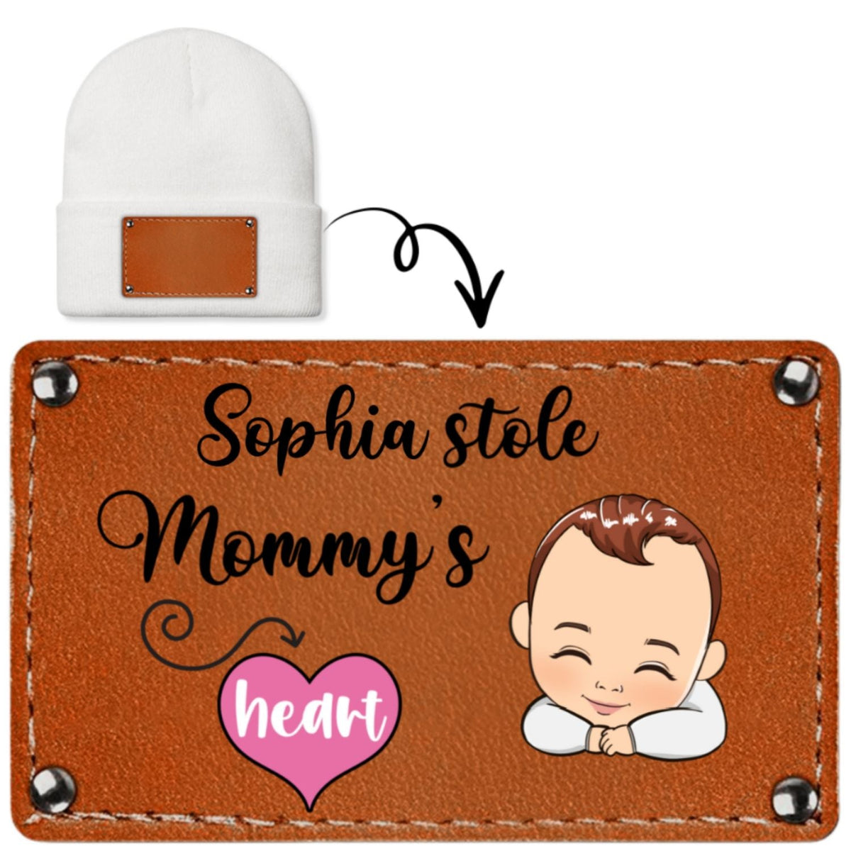 Custom Newborn Baby Beanie, Christmas Birthday Gift • I Stole The Heart Of Mommy - Personalized Beanie