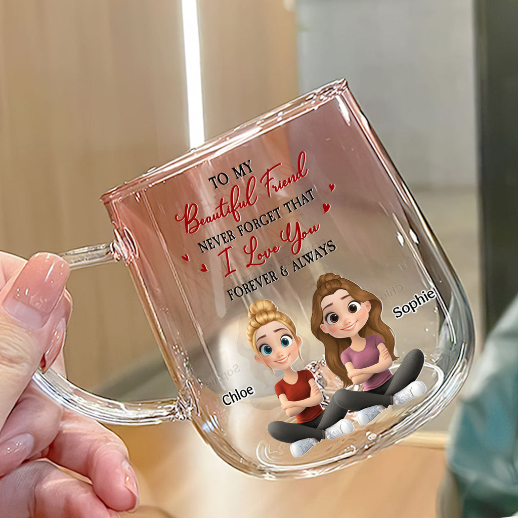 Custom Best Friend, Christmas & Birthday Friendship Keepsake Gift • My Best Friends - Personalized Pink Gradient Glass Mug