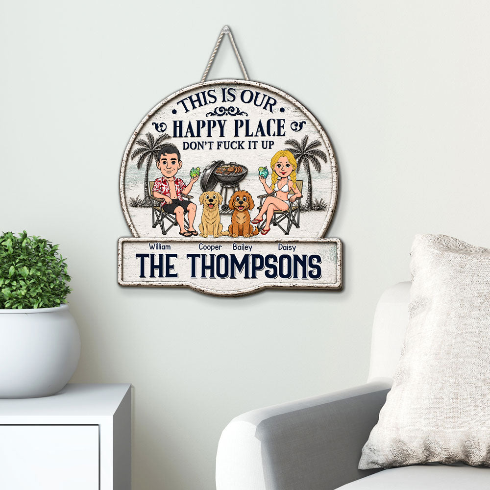 Custom Family Summer Backyard, Patio & Porch Decor • Patio Time Beats Everything - Personalized Wood Sign