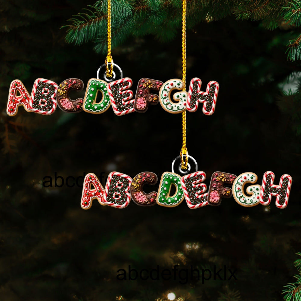 Custom Letter Christmas Ornament & Stocking Tag with Name • Gingerbread Name - Personalized Acrylic Ornament