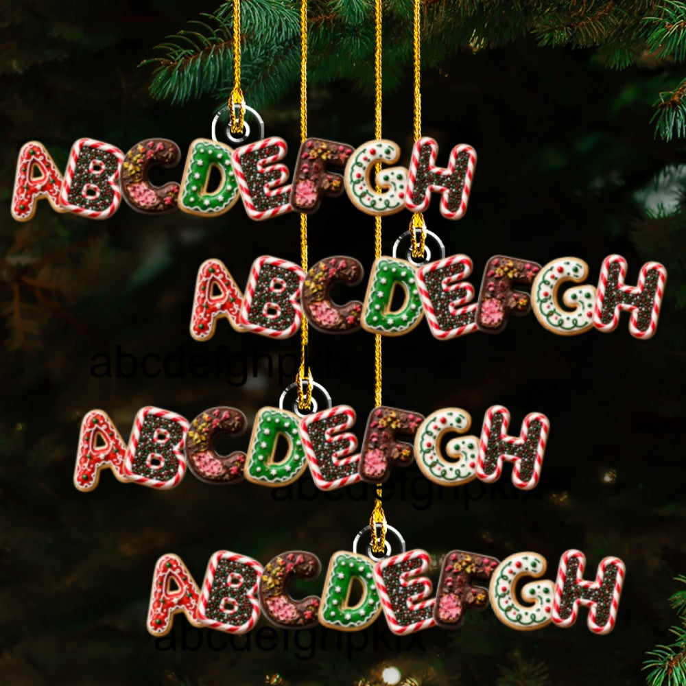 Custom Letter Christmas Ornament & Stocking Tag with Name • Gingerbread Name - Personalized Acrylic Ornament