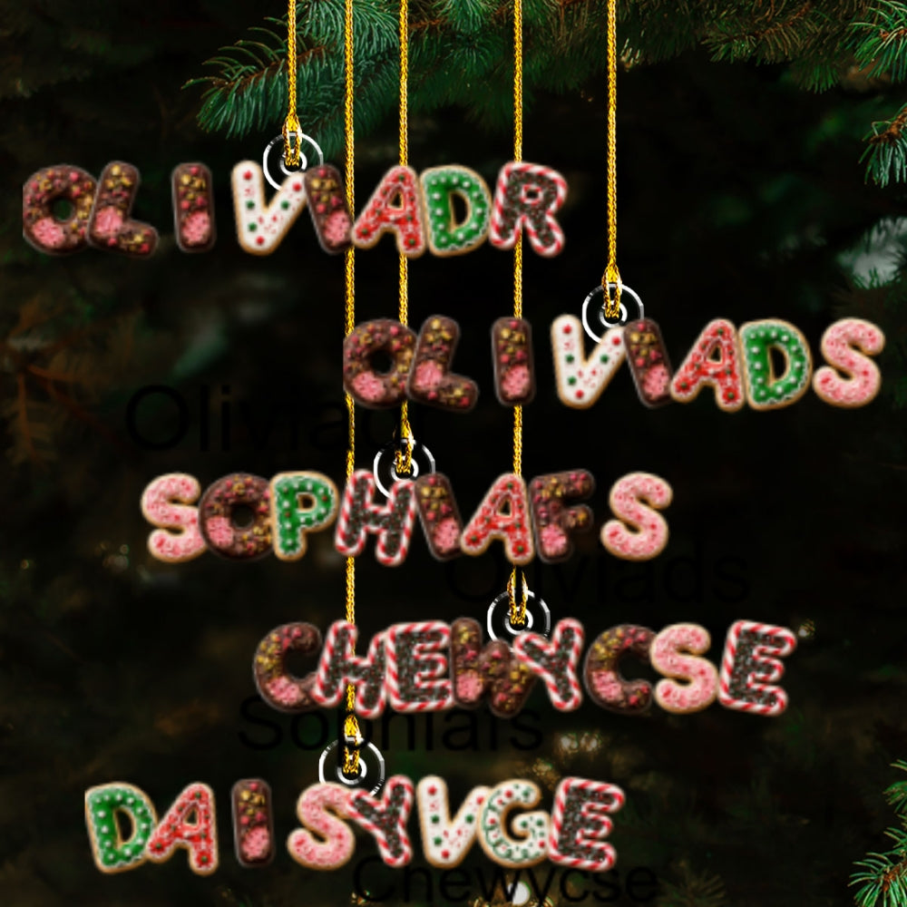 Custom Letter Christmas Ornament & Stocking Tag with Name • Gingerbread Name - Personalized Acrylic Ornament