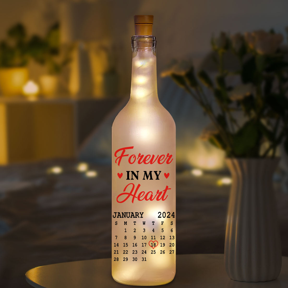 Forever In My Heart - Personalized Bottle Lamp