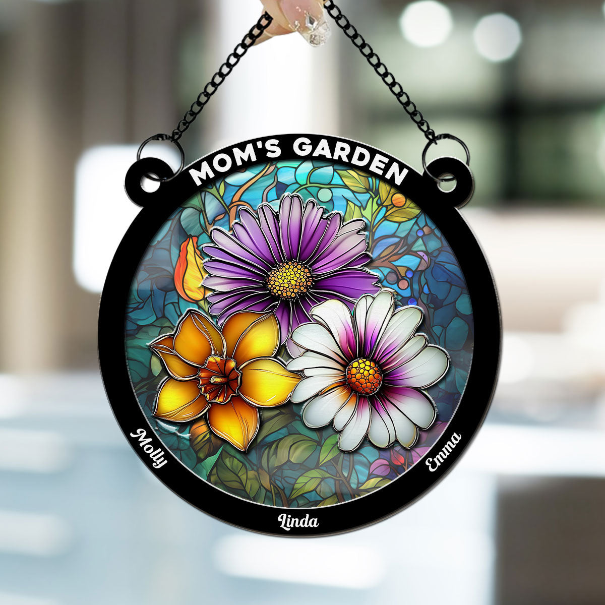 Custom Hanging Decor for Mom Daughter, Mother's Day Gifts • Flower Birth Month Garden Mother - Personalized Suncatcher