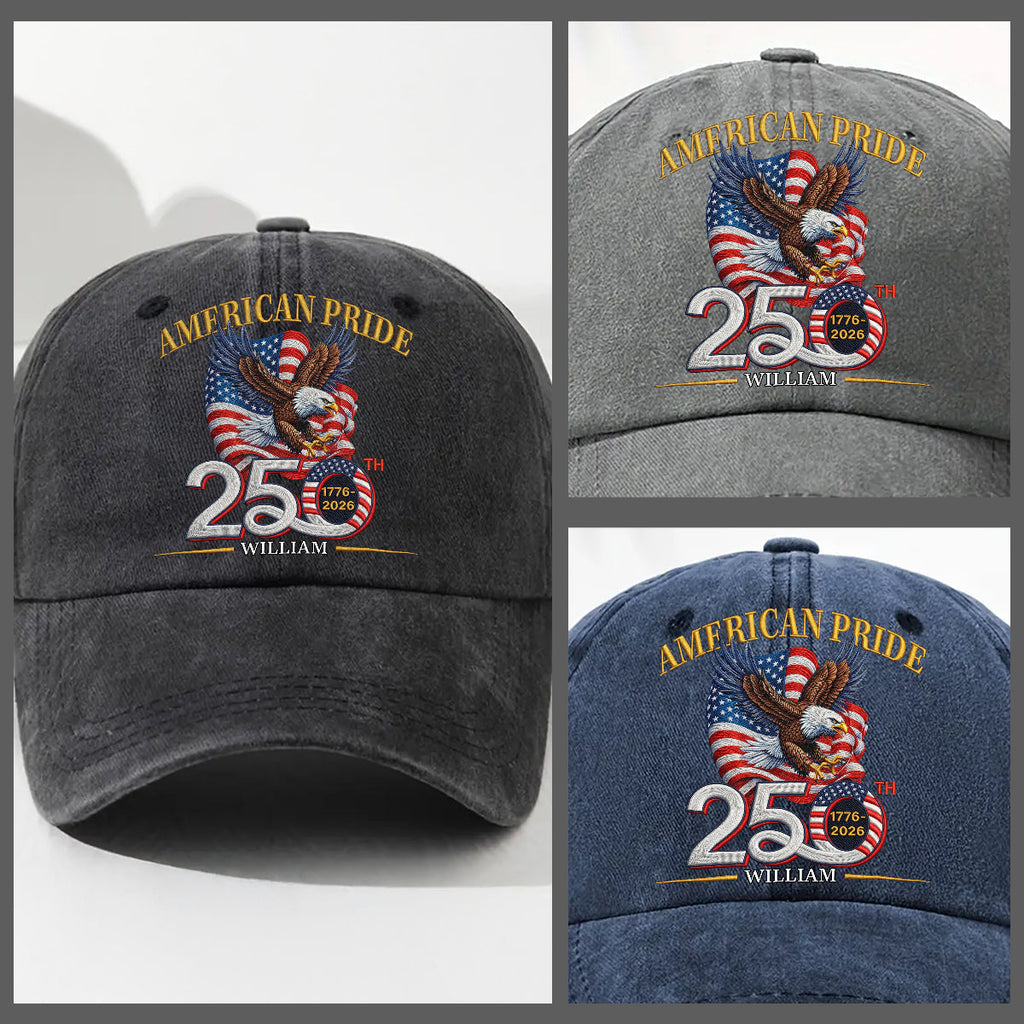 America Pride - Personalized Vintage Washed Denim Cap