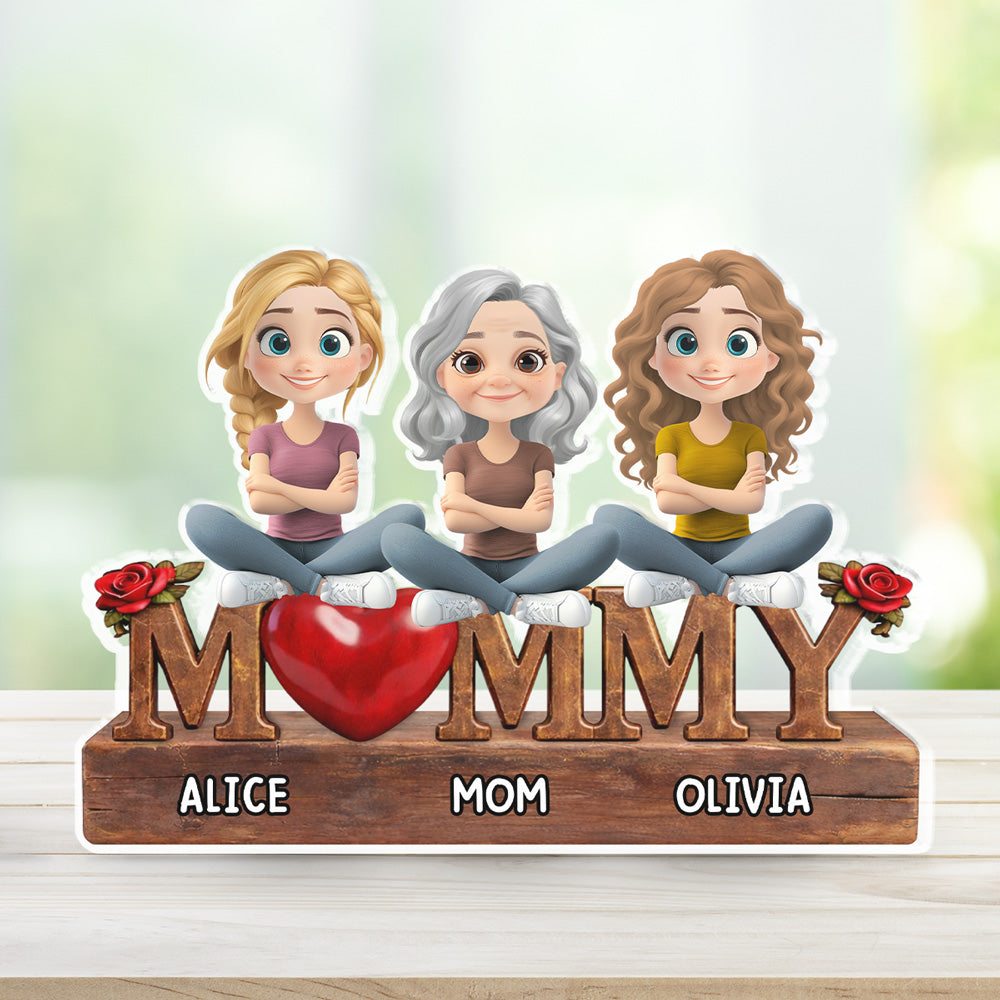 Custom Mother's Day Decor, Gift for Mom & Grandma • Safe in Mom Arms - Personalized Acrylic Plaque