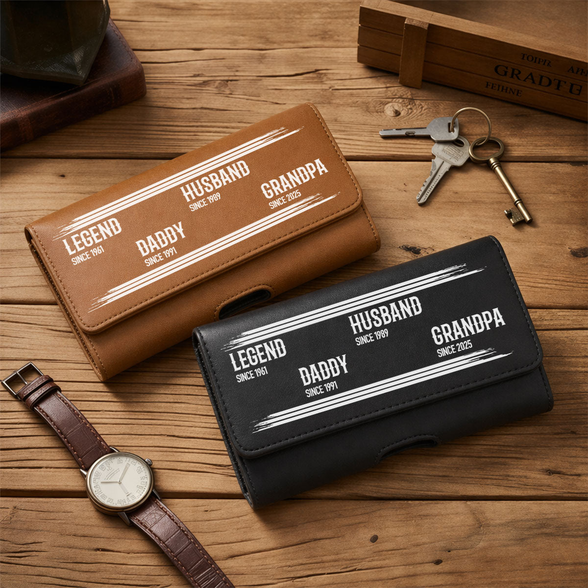 The Original Legend - Personalized Leather Phone And Card Holster