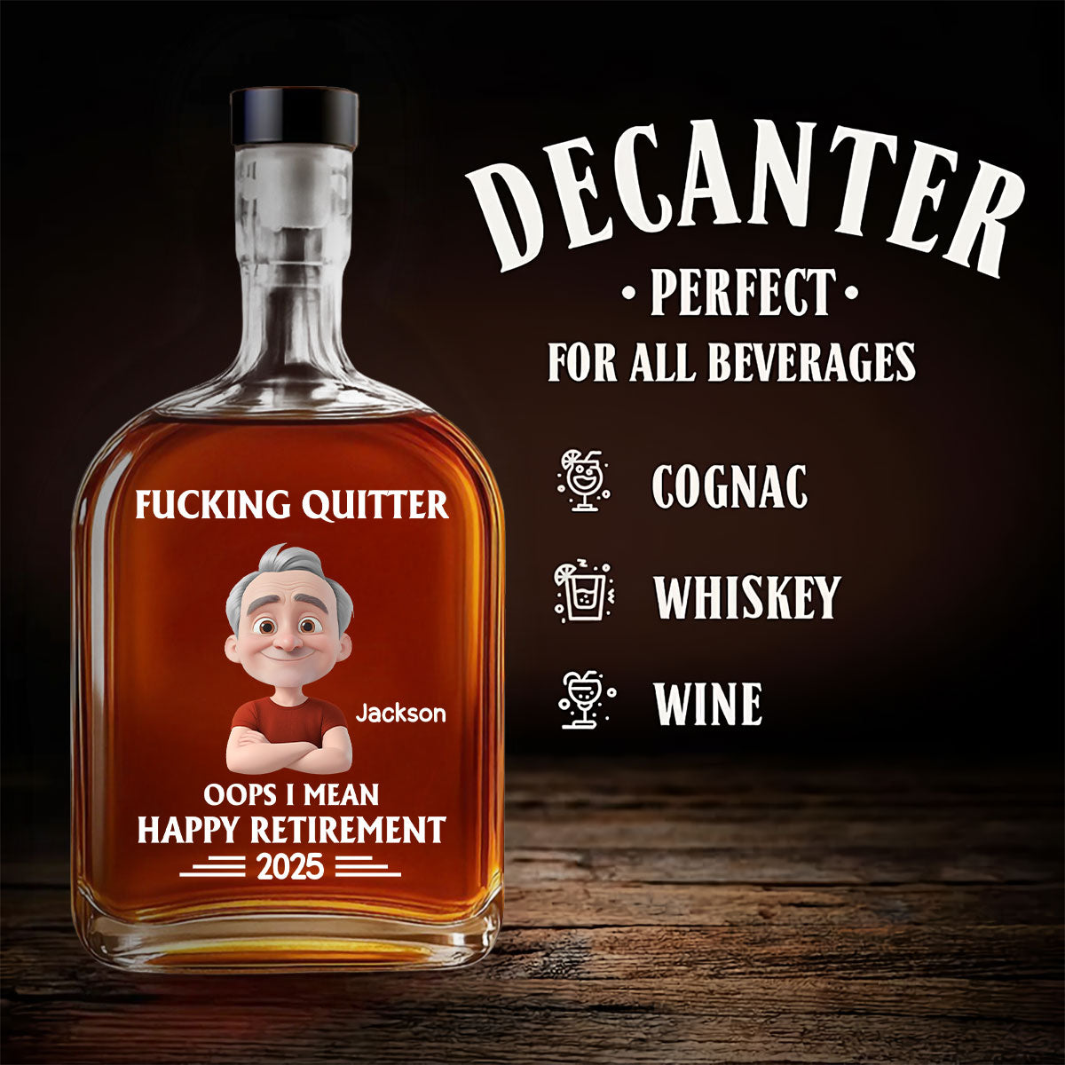 Happy Retirement - Personalized Spirits Decanter