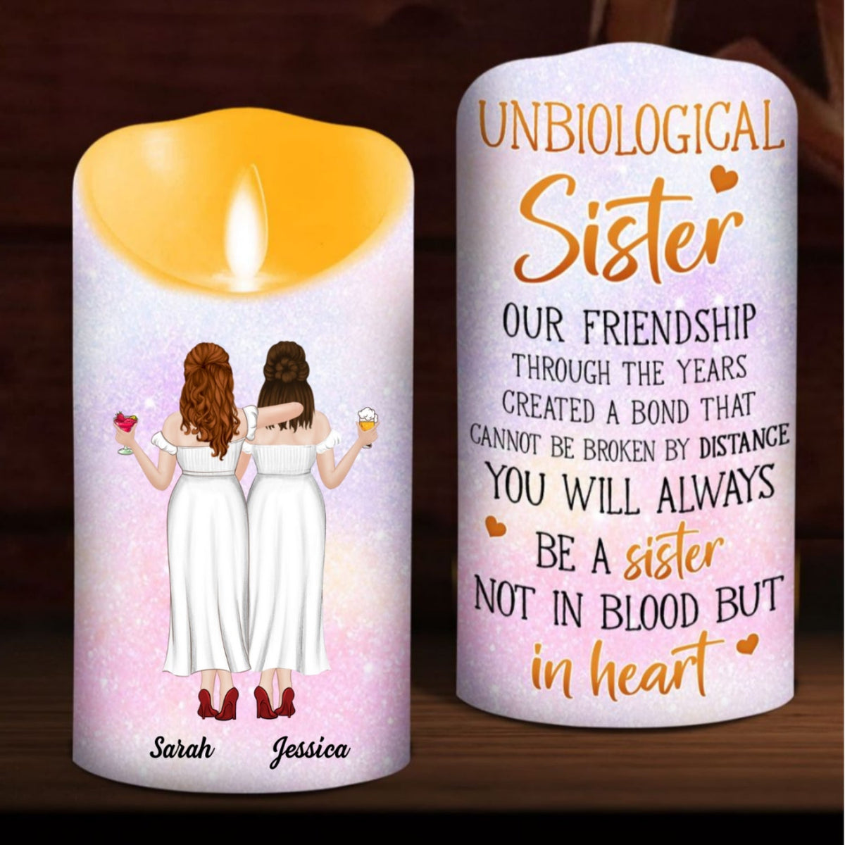 Unbiological Sisters - Personalized LED Candle