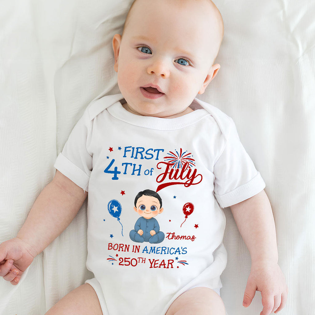 1st 4th Of July - Personalized Baby Onesie