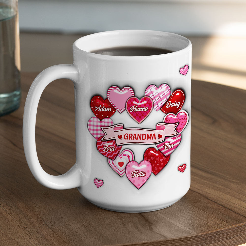 Custom Christmas & Birthday Gift For Grandma • Love Grows Here Grandma - Personalized 3D Inflated Effect Mug
