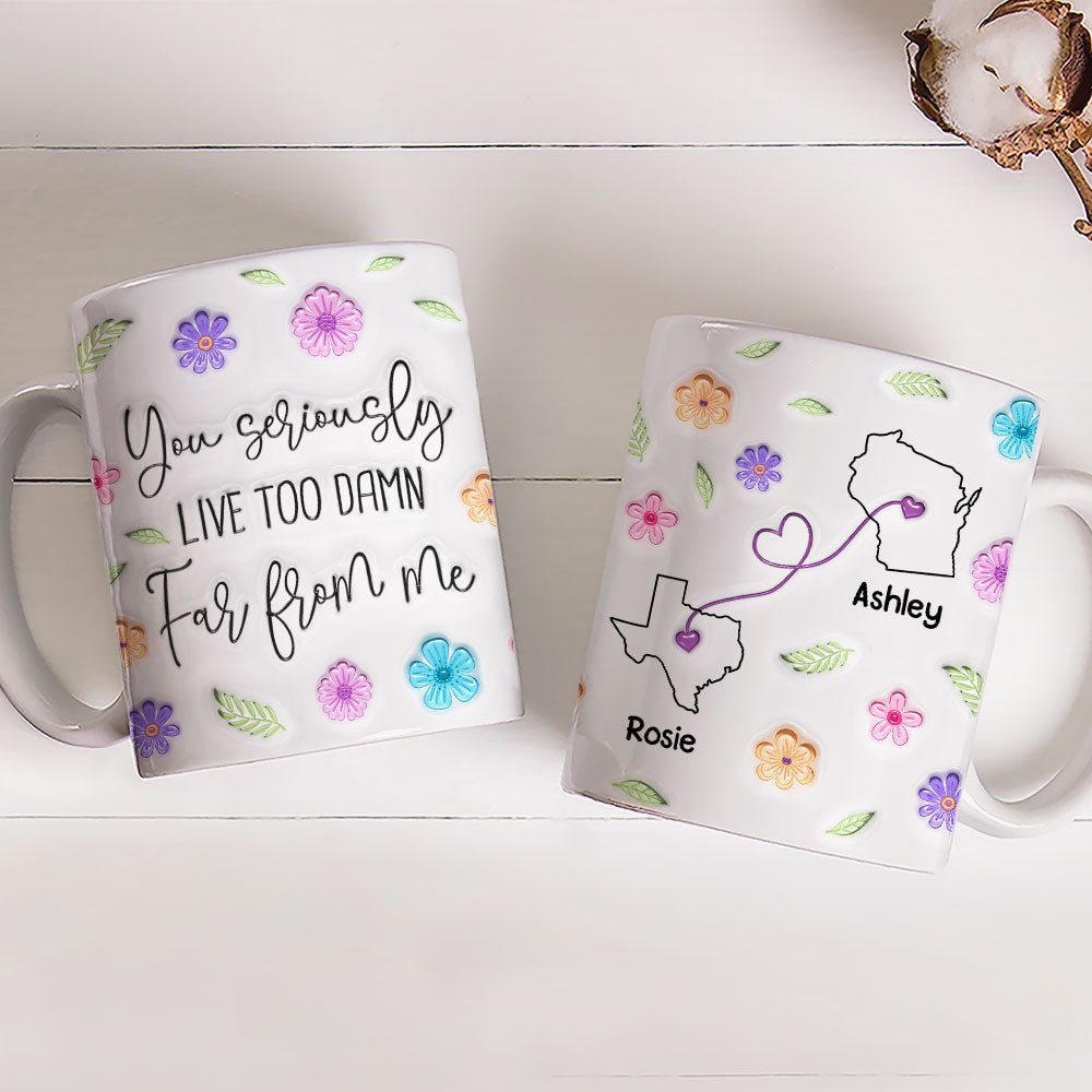Custom Best Friend, Christmas & Birthday Friendship Keepsake Gift • Wish You Lived Much Closer - Personalized 3D Inflated Effect Mug
