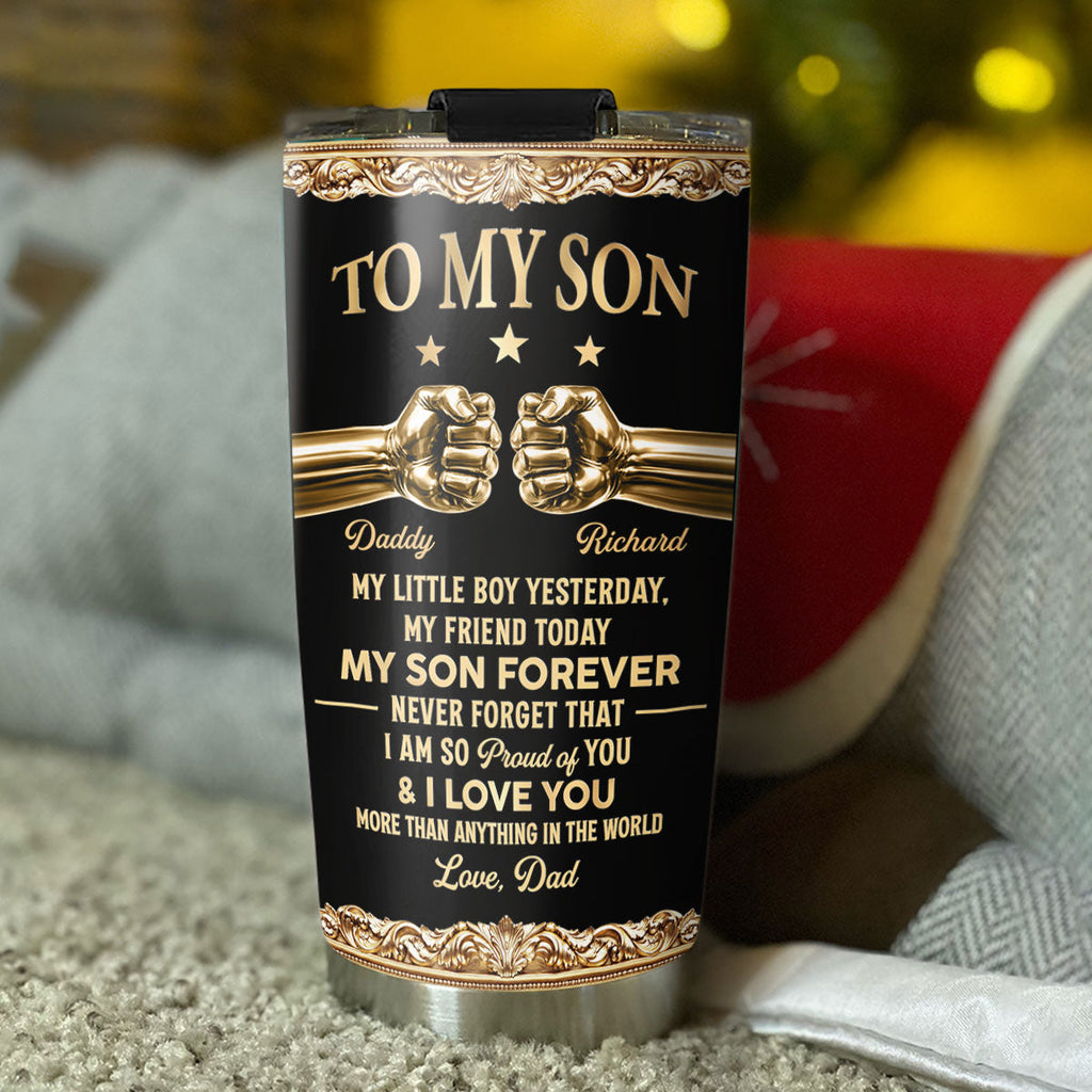 Custom Christmas Birthday Gifts For Son • My Son Forever - Personalized 3D Effect Tumbler