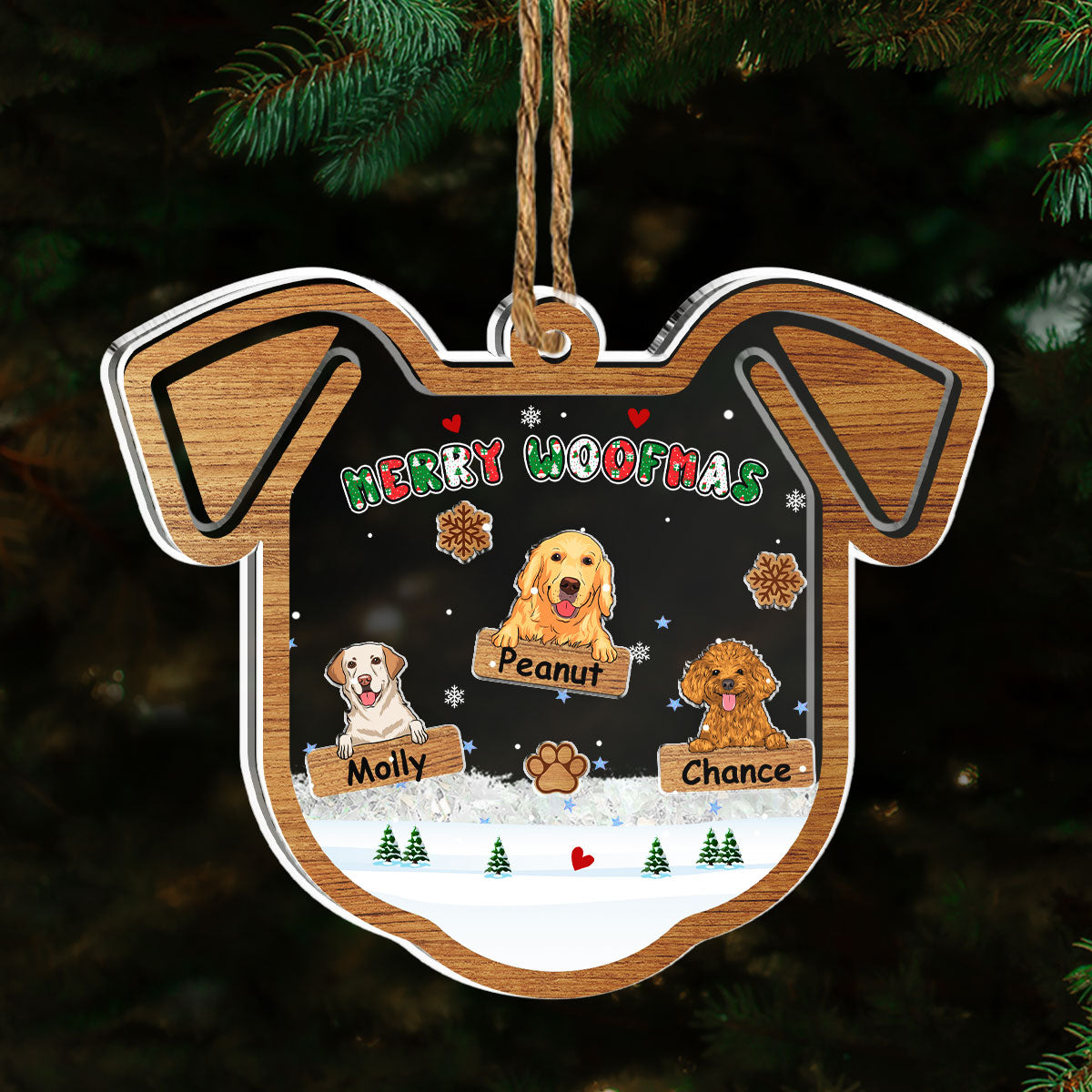 Custom Keepsake Christmas Ornament •  Merry Woofmas Ver 2 - Personalized Acrylic Shaker Ornament