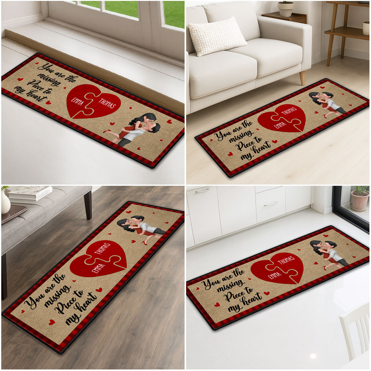 Custom Couple Rug, Anniversary Housewarming Gift For Wife Husband • You Are The Missing Piece - Personalized Runner Rug