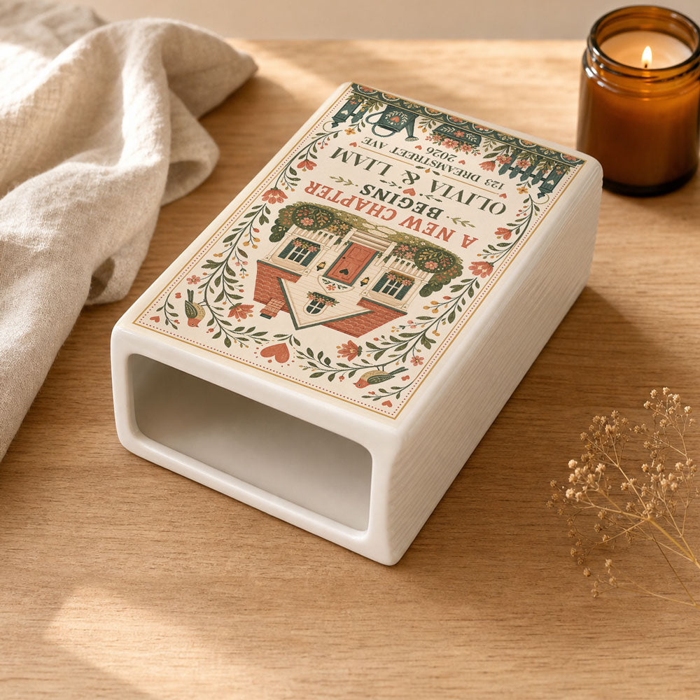 Our Story Begins Right Here - Personalized Ceramic Book Vase