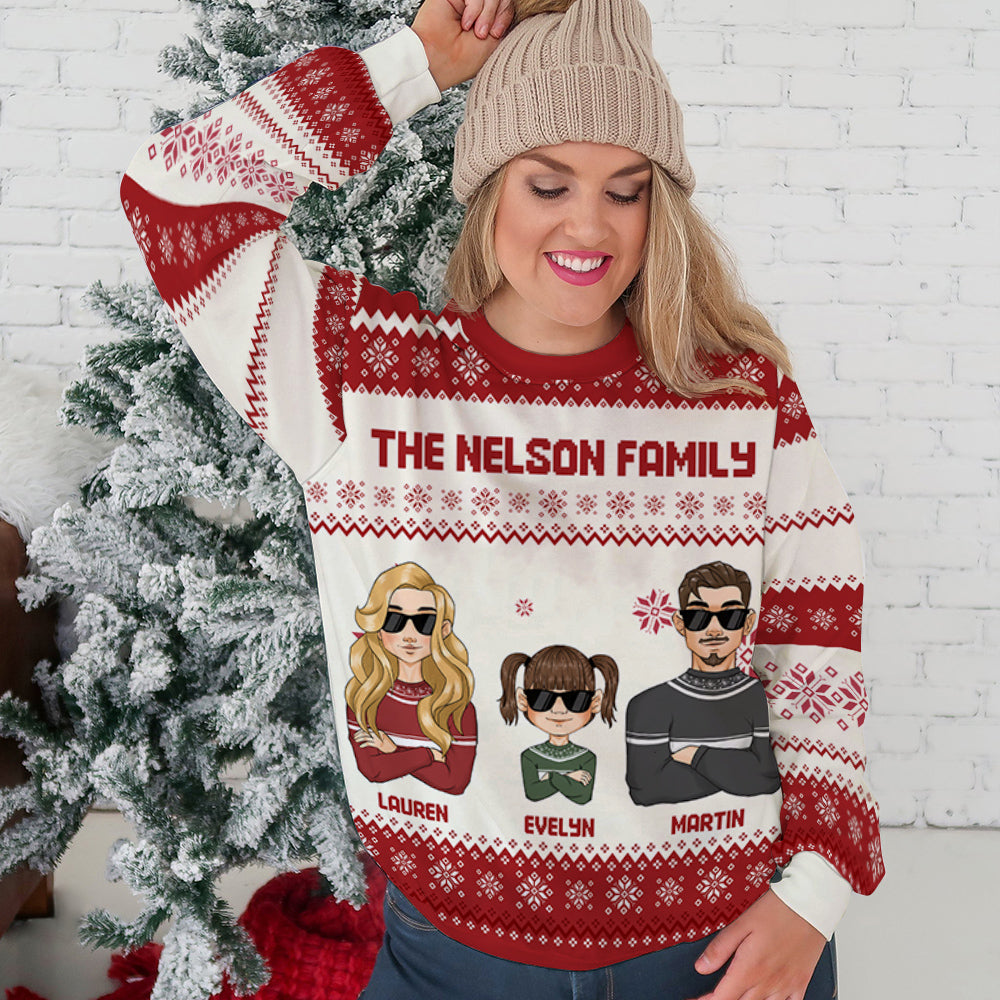 Custom Family Christmas Sweatshirt, Gift for Family Members • Family Together - Personalized All-Over-Print Sweatshirt
