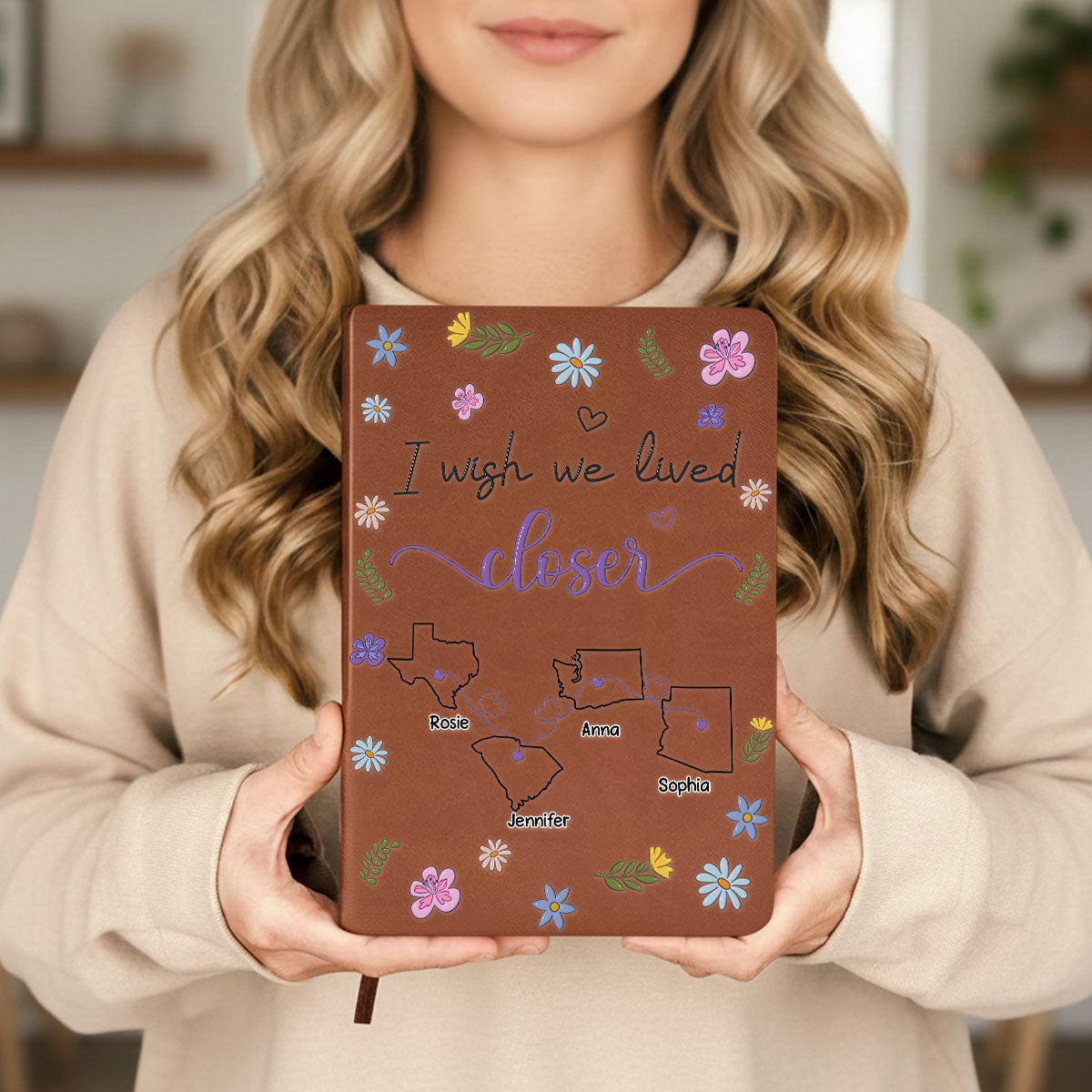 Custom Long Distance Friendship Gifts For Bestie • I Wish We Lived Closer - Personalized Leather Journal
