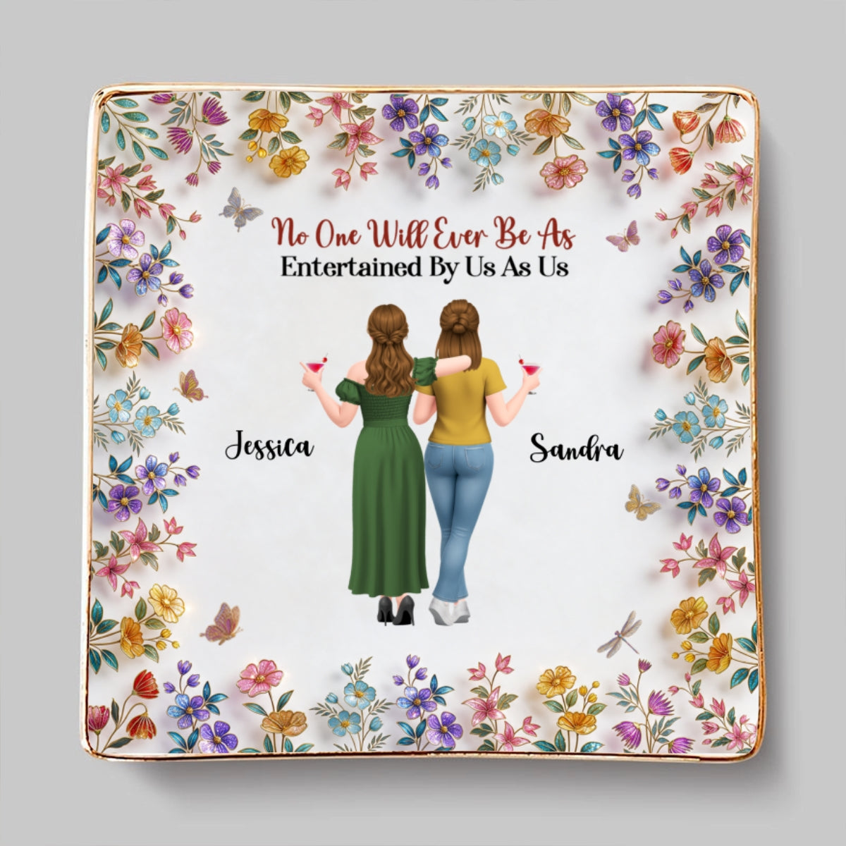 Custom Bestie Trinket Dish, Birthday Christmas Gift For Best Friend • Funny Besties - Personalized Jewelry Dish