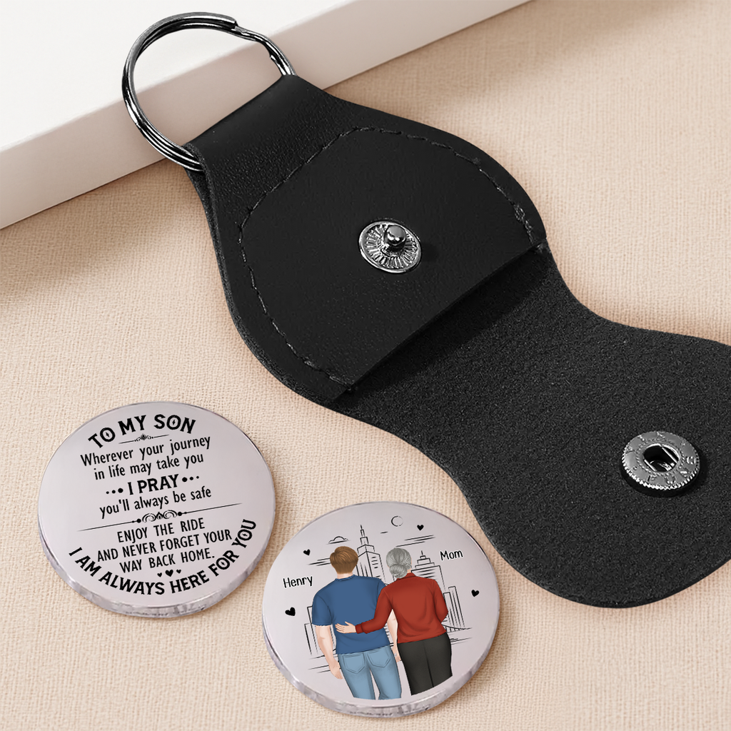 Custom Son Coin Keychain, Father's Day Birthday Gifts • Your Way Back Home - Personalized Pocket Hug