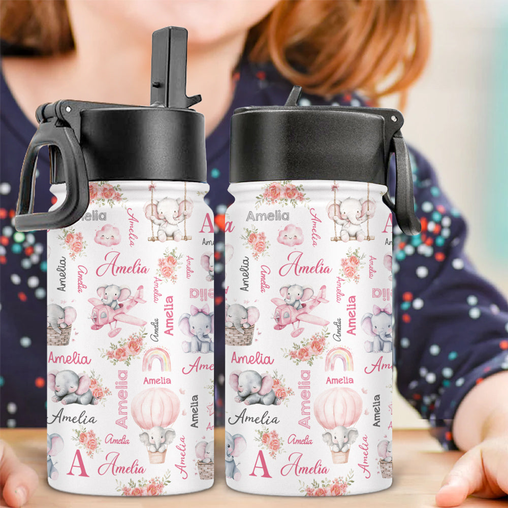 Elephant Love - Personalized Kids Water Bottle