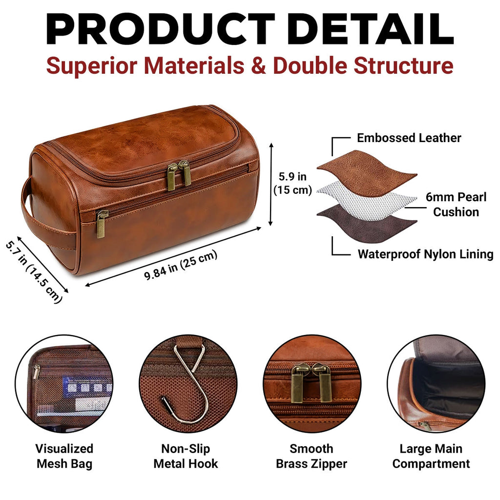 The Man The Myth The Legend - Personalized Engraved Leather Toiletry Bag