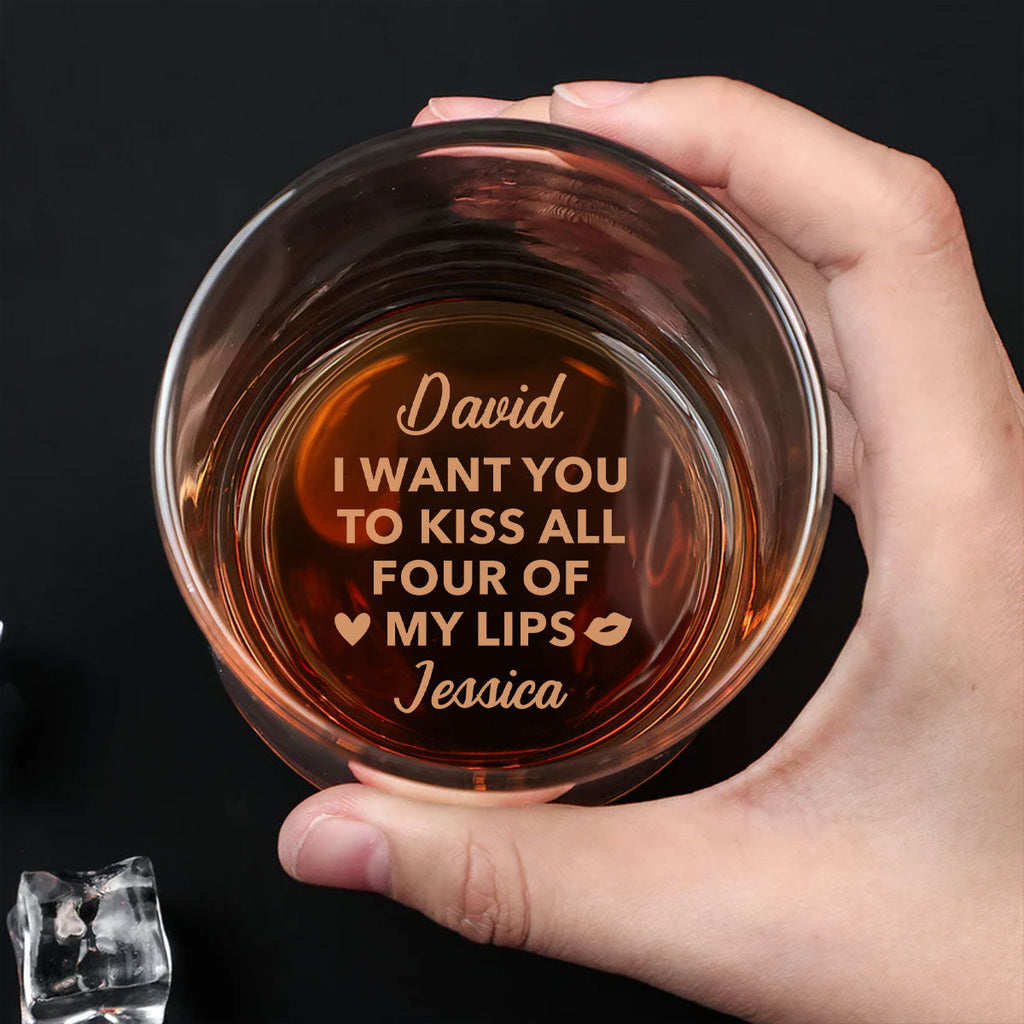 Custom Father's Day Birthday Gifts for Husband • Kiss My Lips Let Play - Personalized Engraved Whiskey Glass