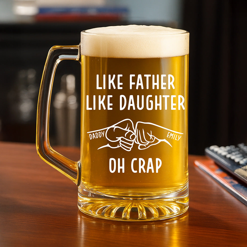 Like Father Like Daughter - Personalized Beer Glass With Handle