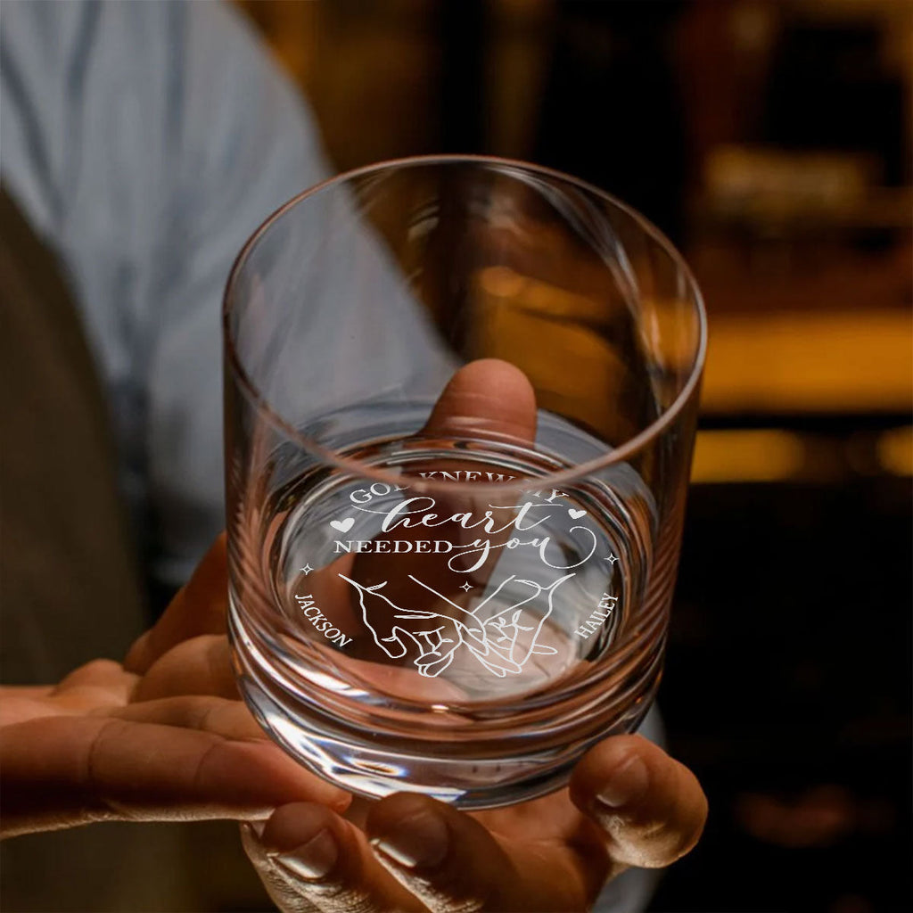 Custom Christmas Anniversary Birthday Drinkware Gifts for Husband • Only God Knew - Personalized Engraved Whiskey Glass