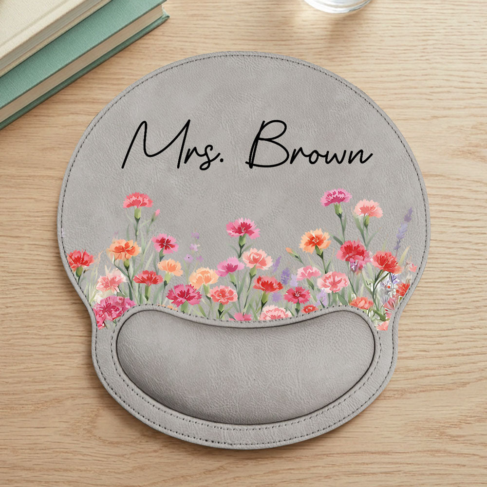 May I Bloom - Personalized Leather Mouse Pad
