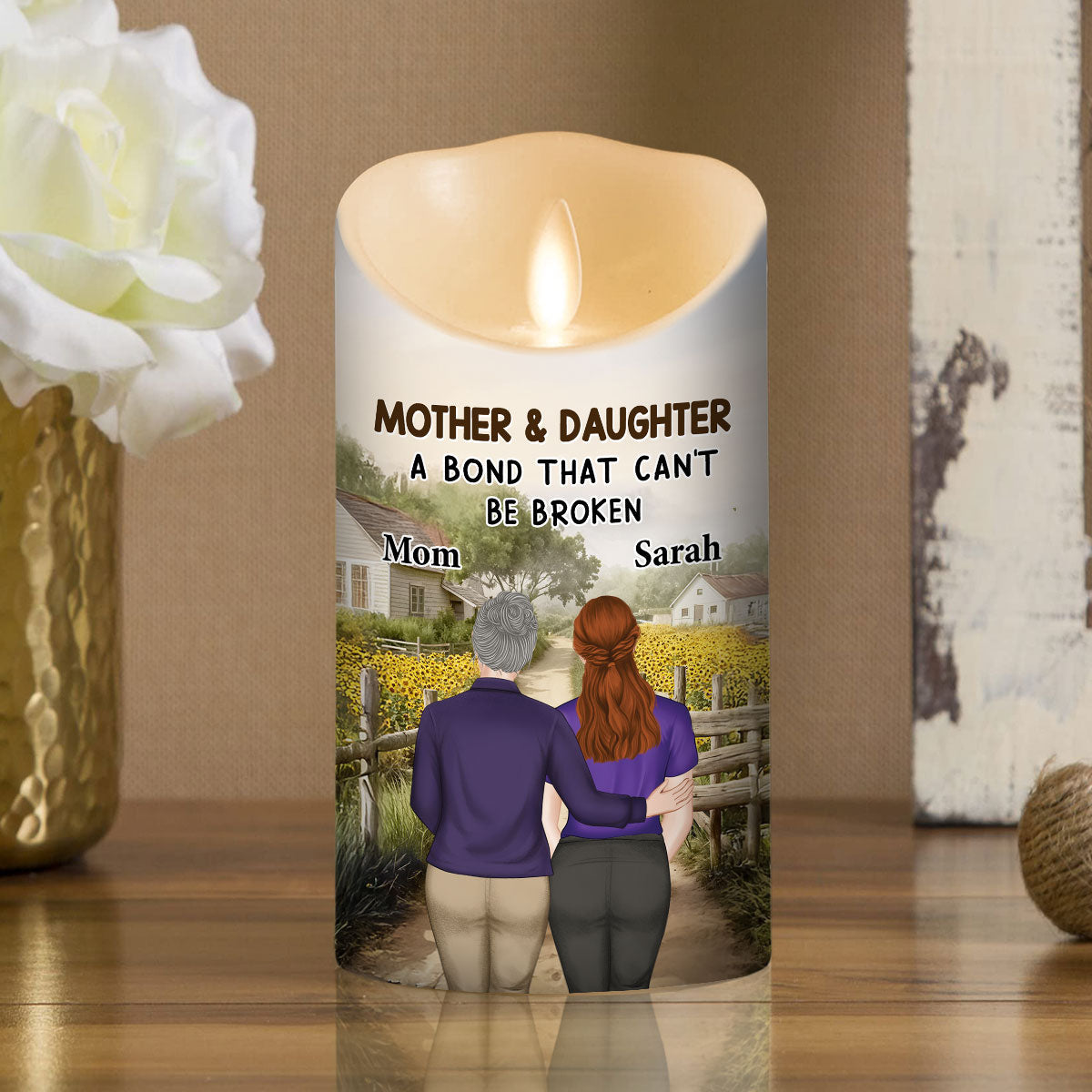 Mother And Daughter - Personalized LED Candle
