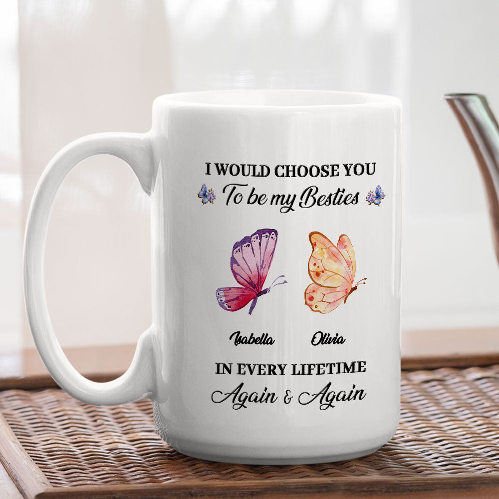 Custom Best Friend, Christmas & Birthday Friendship Keepsake Gift • Besties For Life - Personalized Coffee Mug
