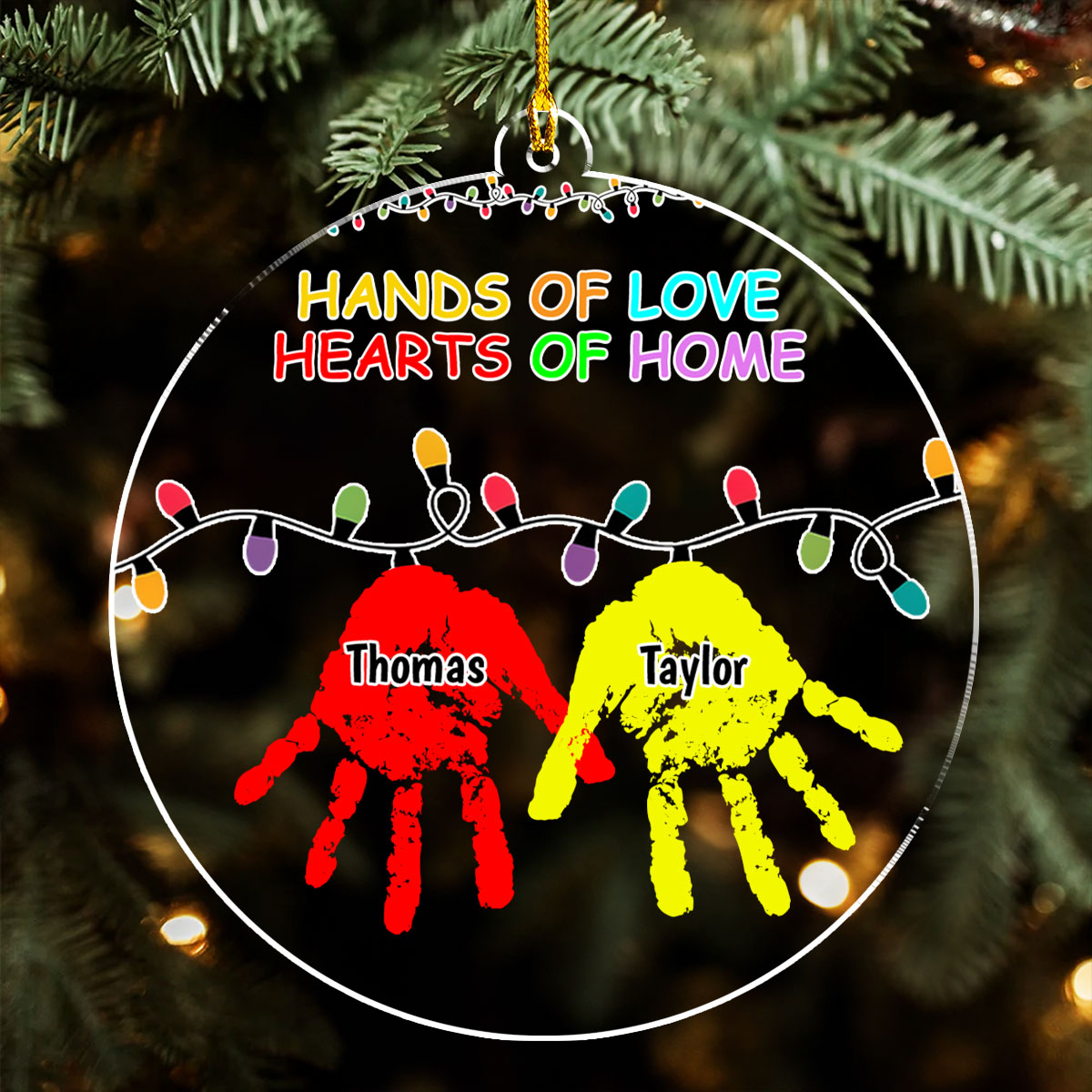 Custom Family Ornament, Christmas Gift for Family Members •  Hands Of Love - Personalized Acrylic Ornament