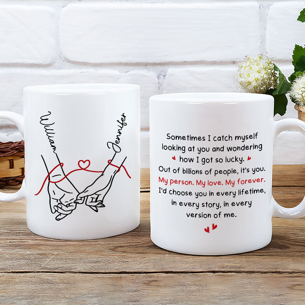Custom Anniversary Keepsake Gifts For Couple • How Lucky I Am - Personalized Coffee Mug