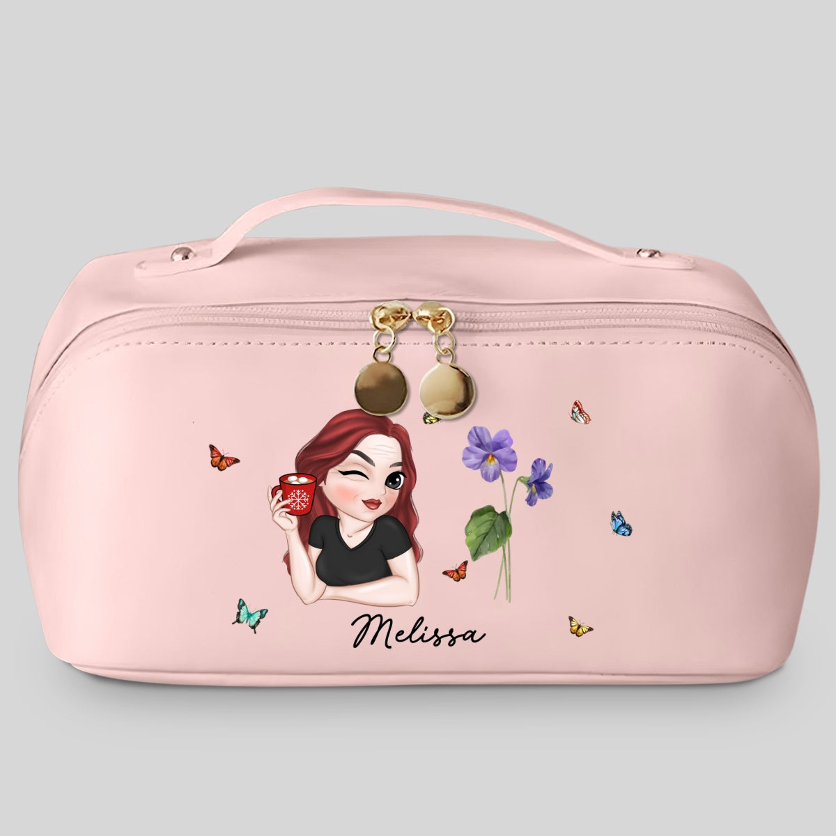 Beautiful Bestie - Personalized Leather Makeup Bag