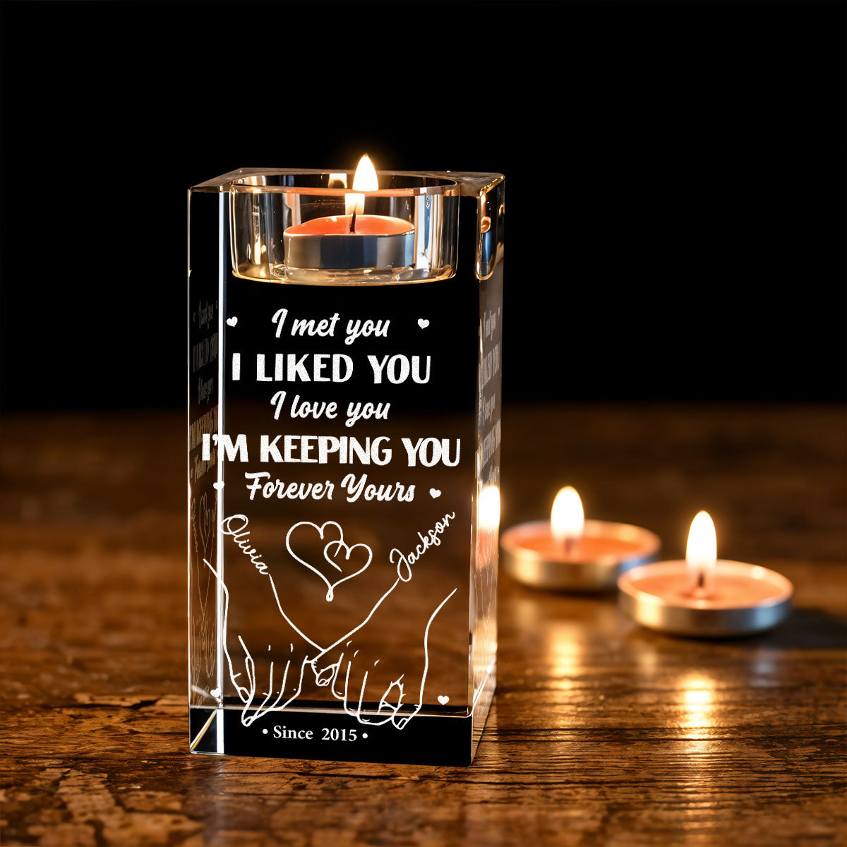 Keeping You - Personalized Engraved Crystal Candle Holder