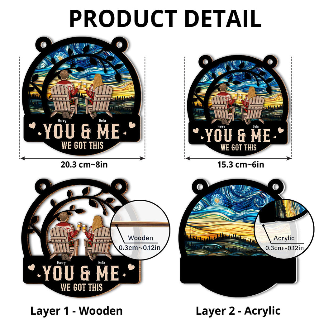 Custom Couple Hanging Decor, Anniversary Valentine's Day Gifts • You & Me We Got This Merry Christmas - Personalized Suncatcher