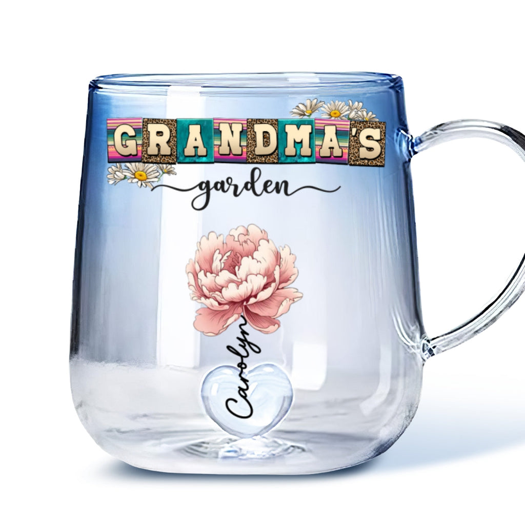 Custom Mother's Day Gift for Mom & Grandma • Lovely Grandma - Personalized Blue Gradient Glass Mug
