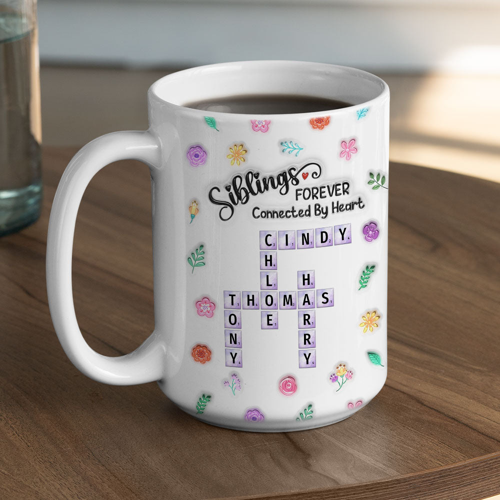 Custom Best Friend, Christmas & Birthday Friendship Keepsake Gift • Sister Connect By Heart Forever - Personalized 3D Inflated Effect Coffee Mug