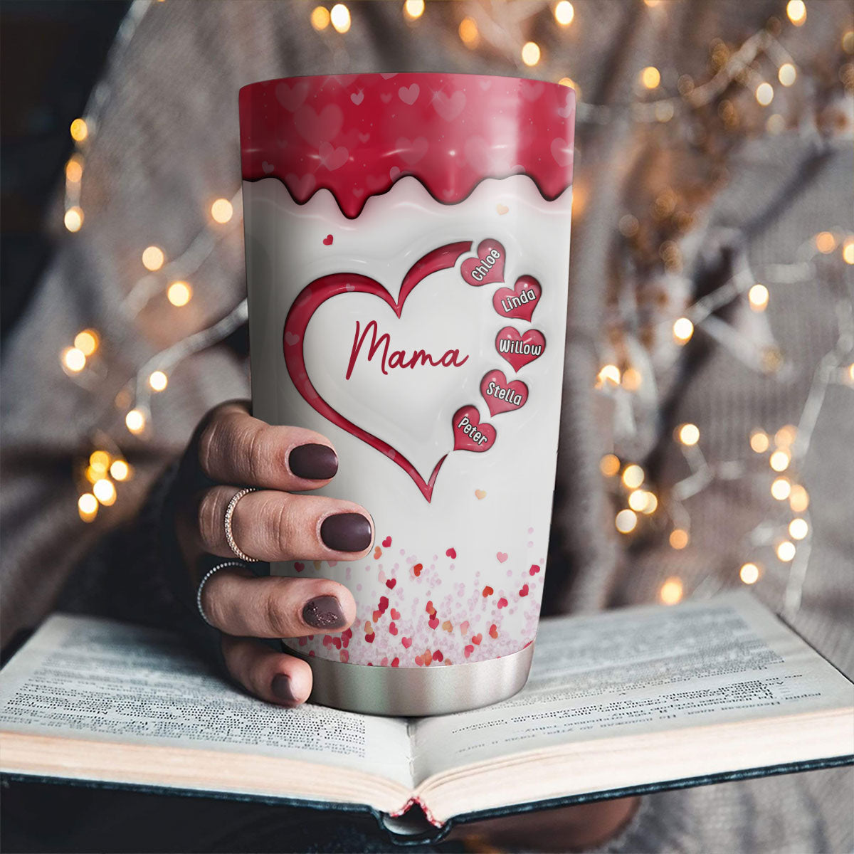 Custom Mother's Day Birthday Gifts For Grandma • We Love You More Than Words - Personalized 3D Inflated Effect Tumbler