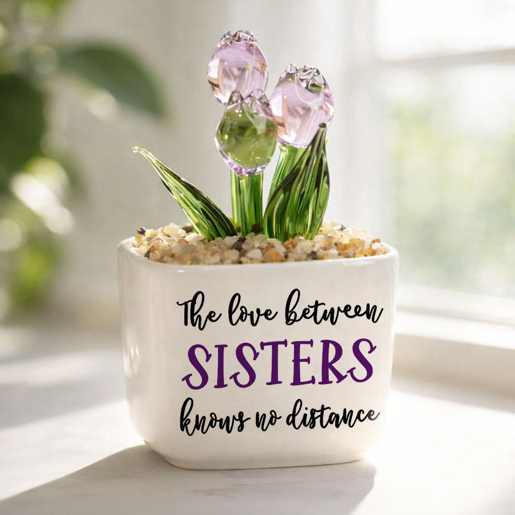 Custom Flower Keepsake, Glass Home Decor Gift for Soul Sister • Best Friends Since The Beginning - Personalized Glass Everlasting Tulips