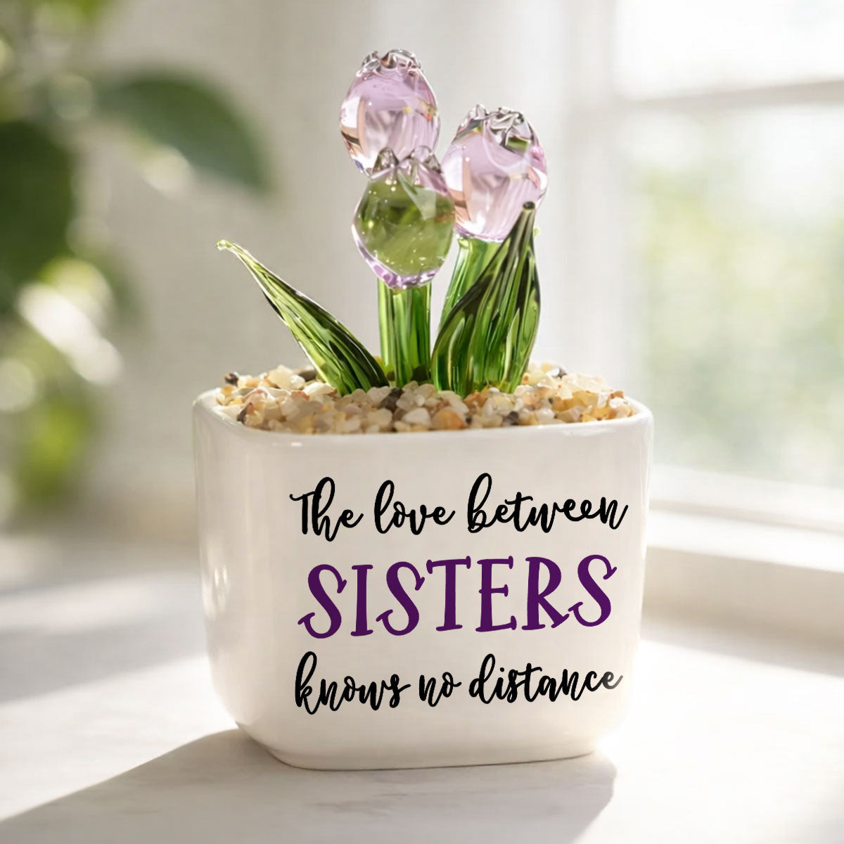 Custom Flower Keepsake, Glass Home Decor Gift for Soul Sister • Best Friends Since The Beginning - Personalized Glass Everlasting Tulips